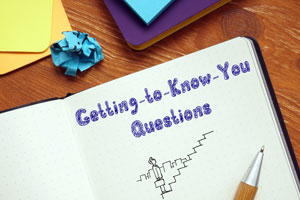 Career concept about Getting-to-Know-You Questions with sign on the page.